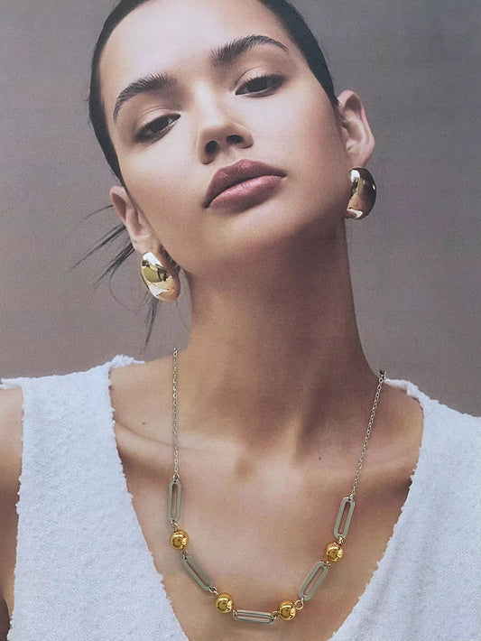 Two Tone Ball Chain Necklace