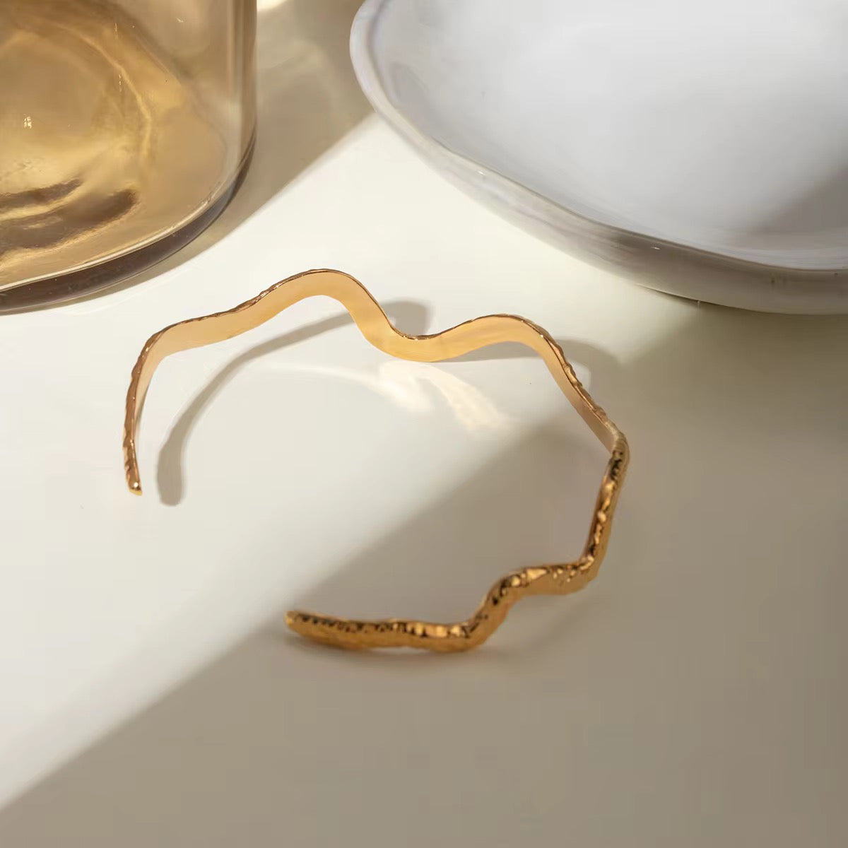 HAMMERED WAVE OPEN CUFF BANGLES
