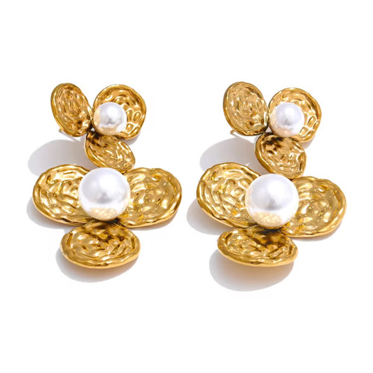 Zora Gold Pearl Earring