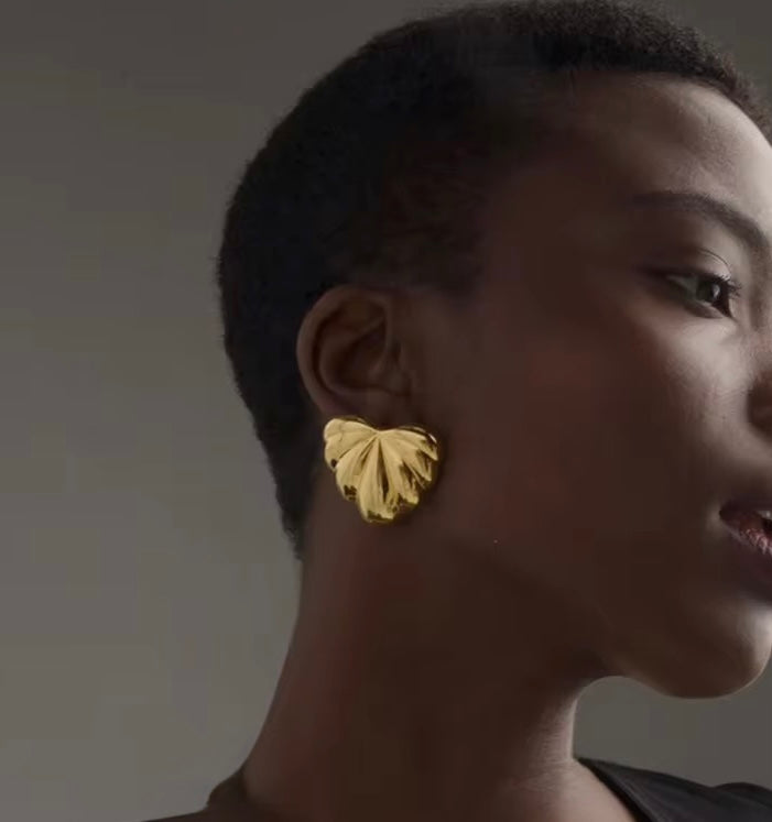 Golden Heart Stud Earrings