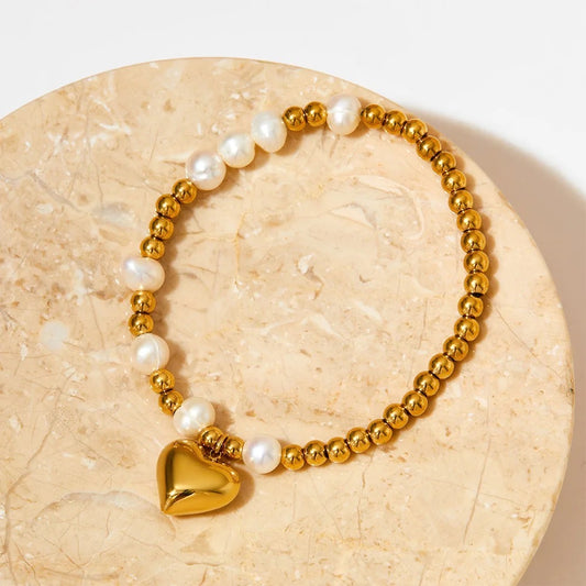 Jasmine Pearl Heart Bracelet