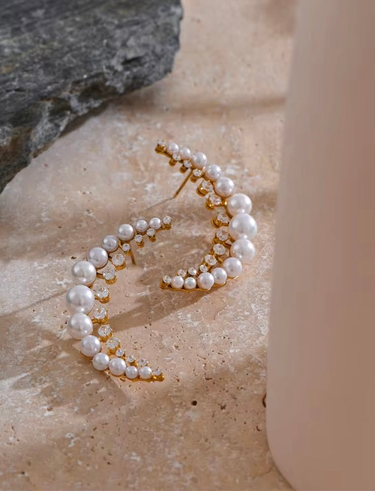 Pearl Moon Earrings