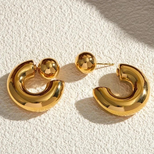 C shape Round Chunky Earrings