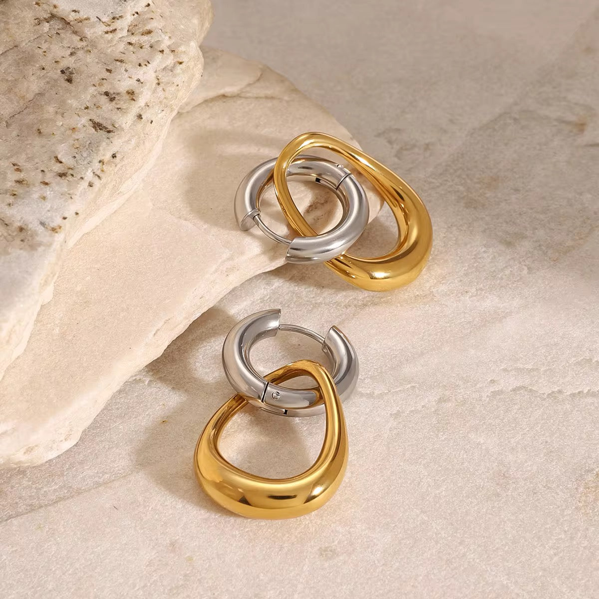 Two-Tone Linked Earrings