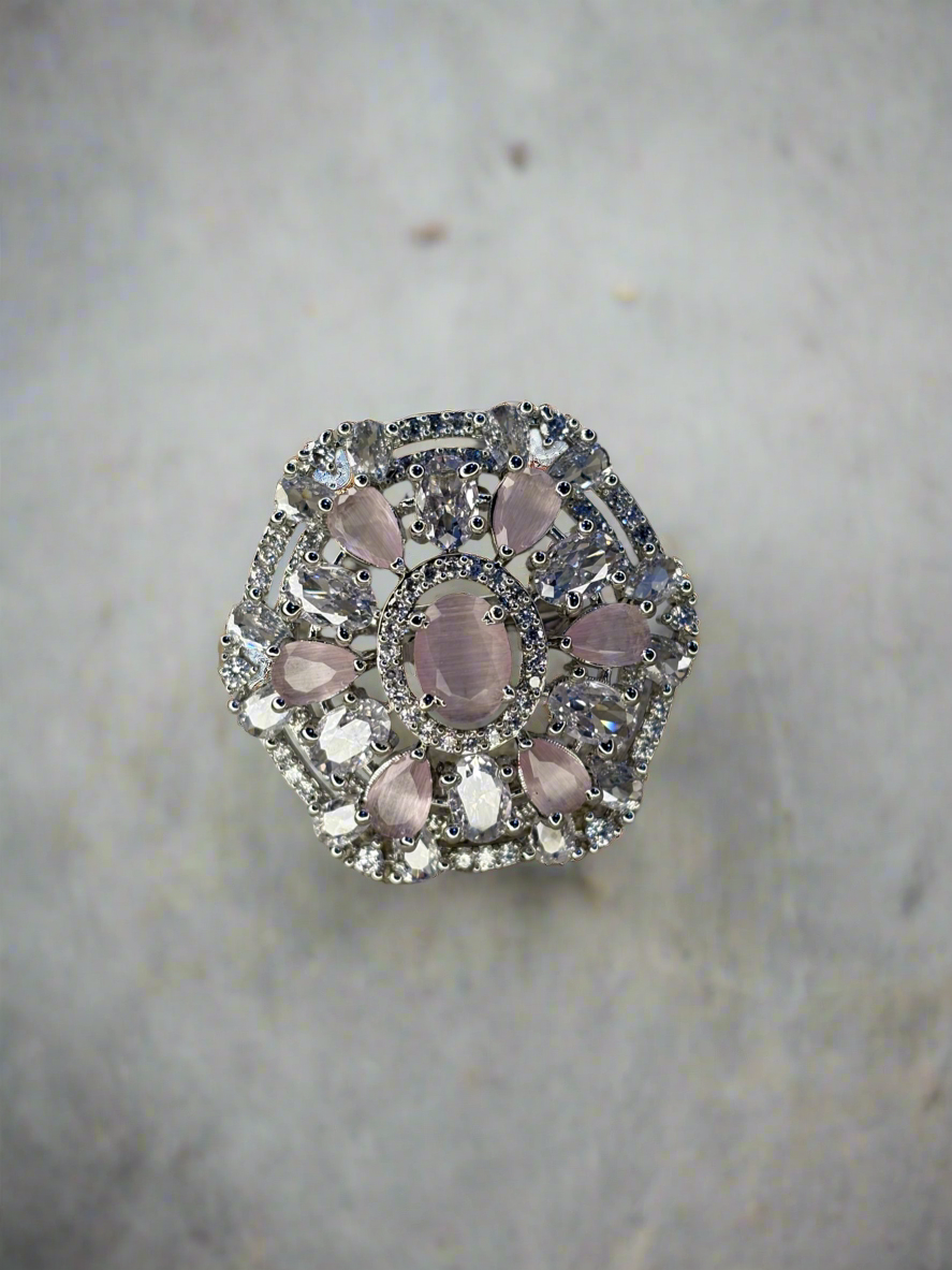 Silver Tone white Diamond Ring