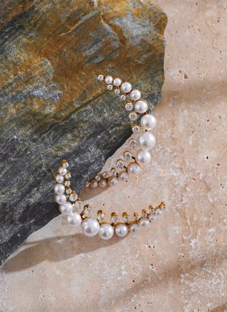 Pearl Moon Earrings