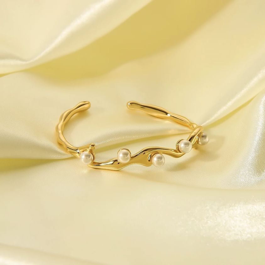 Pearl Open Bangle Bracelet