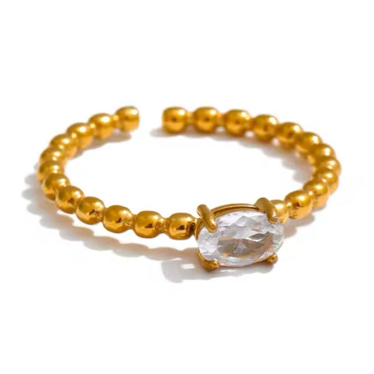 One Stone Adjustable Gold Ring