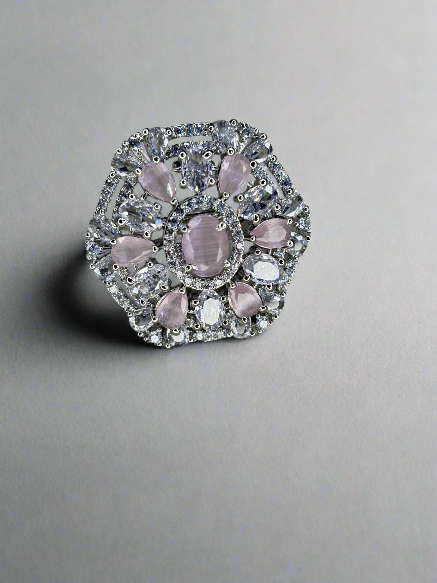 Silver Tone white Diamond Ring