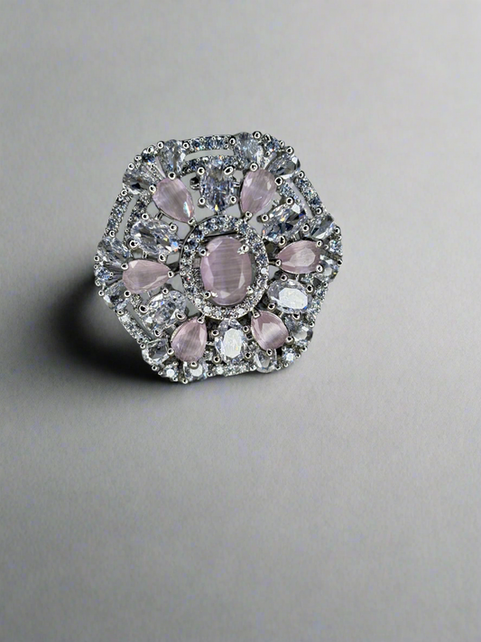 Silver Tone white Diamond Ring