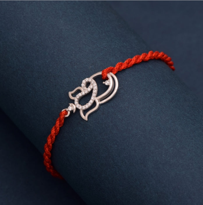 925 Pure Silver Ganesha Rakhi|Raksha Bandhan Rakhi for Brother | Gift for Men & Boys