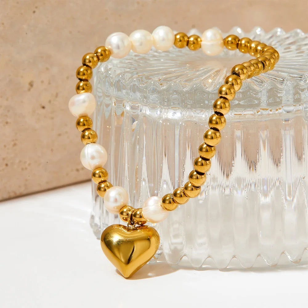 Jasmine Pearl Heart Bracelet