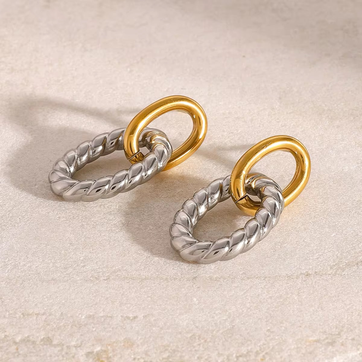 Gold & Silver Twist Earring