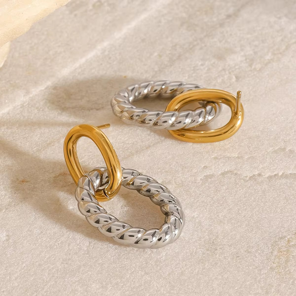 Gold & Silver Twist Earring
