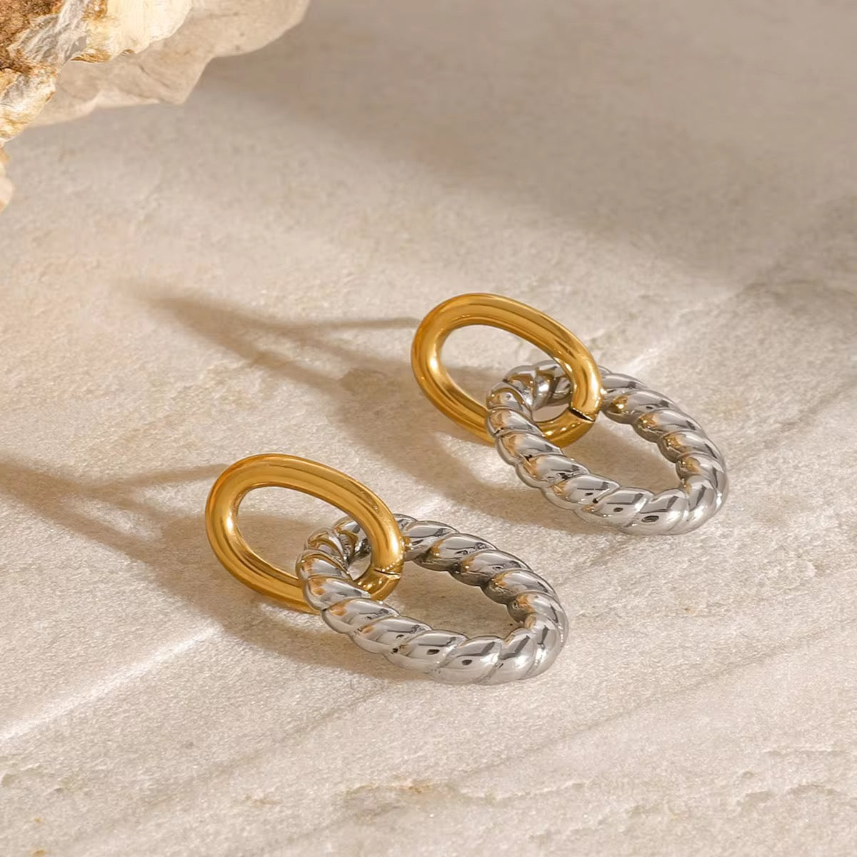 Gold & Silver Twist Earring