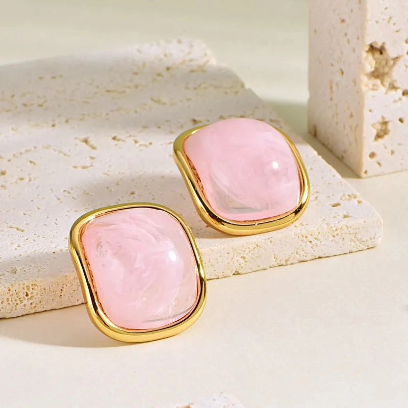 Pink Jade Earrings