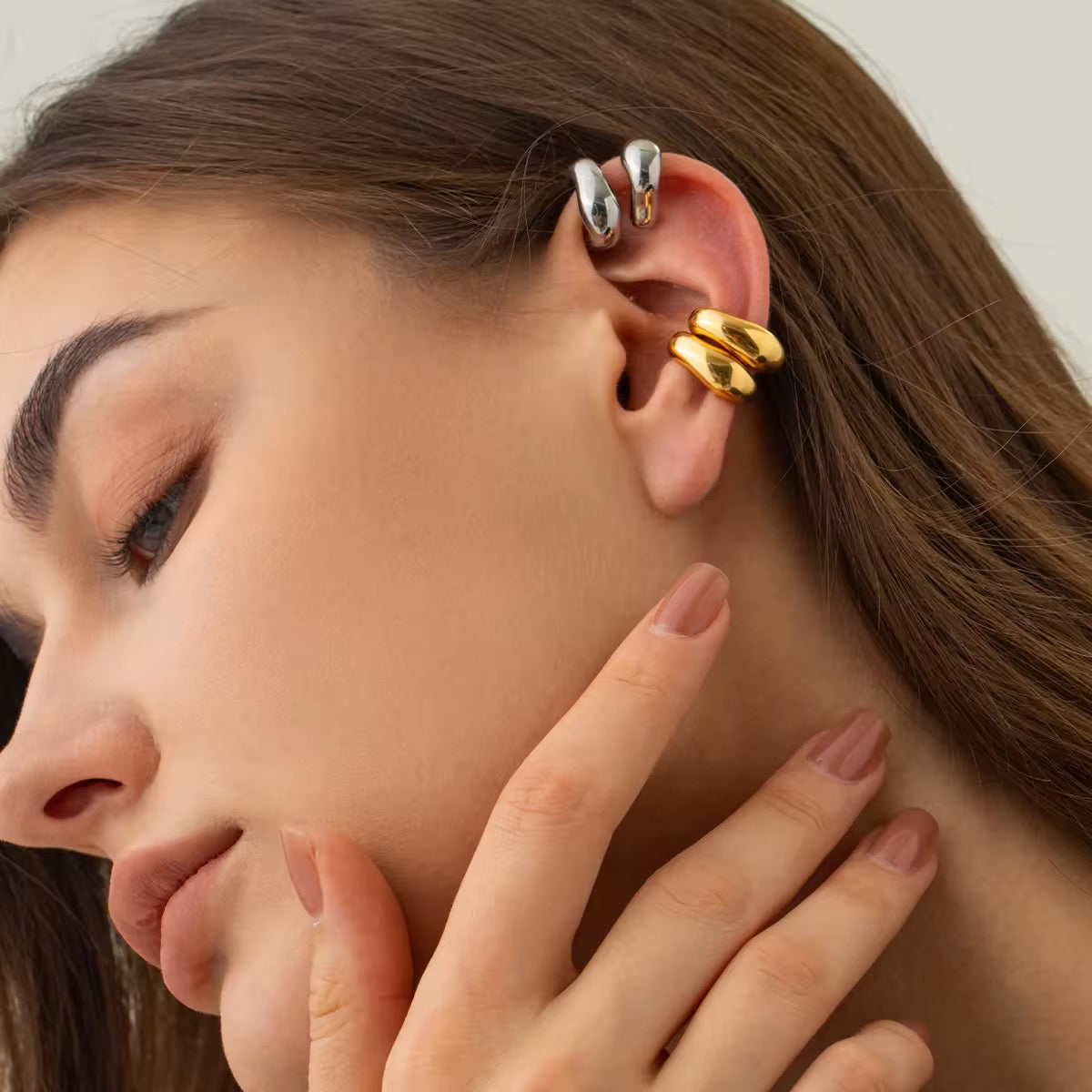 SILVER MINI CHUNKY EAR CUFF