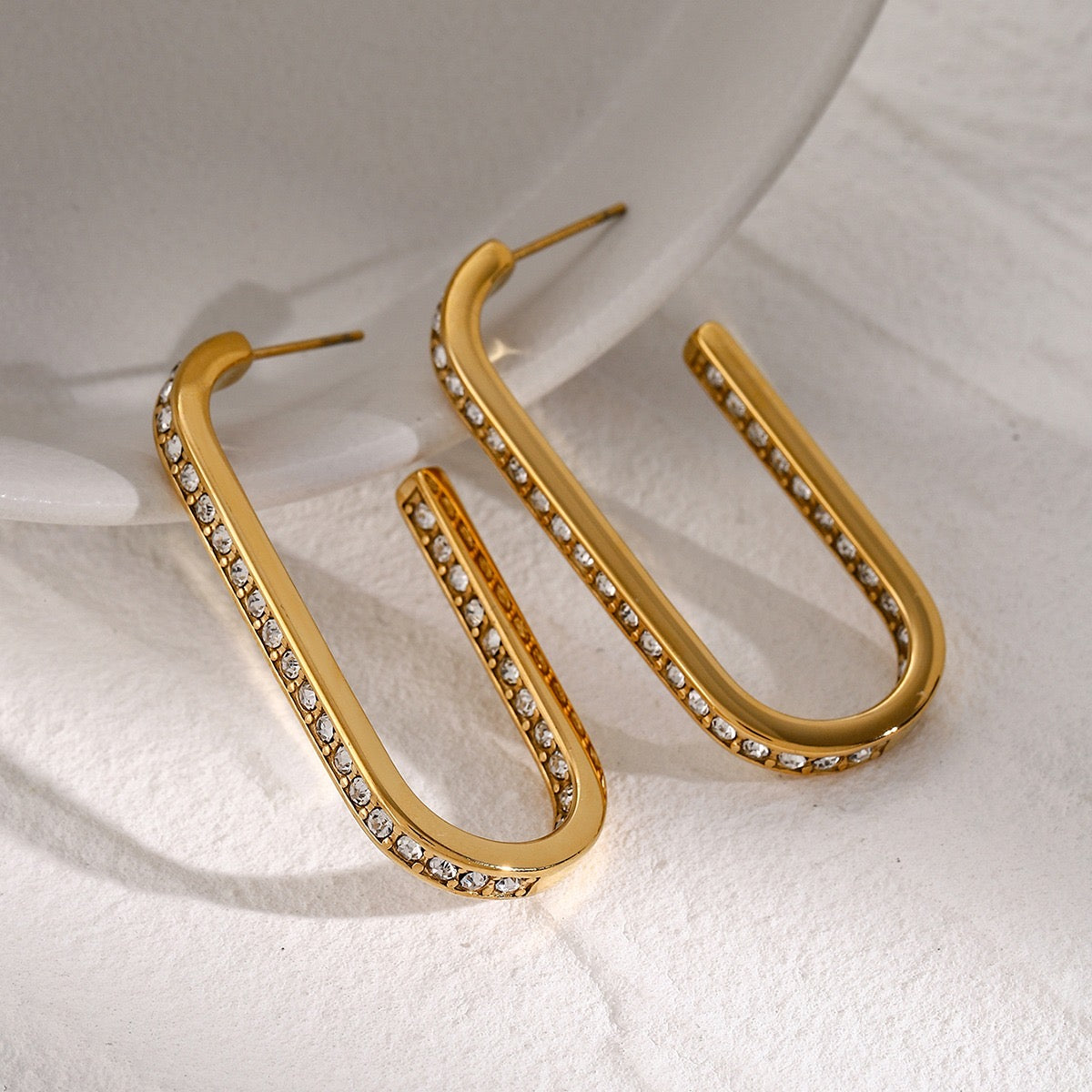 U Shape Zicron Diamond stud Earrings