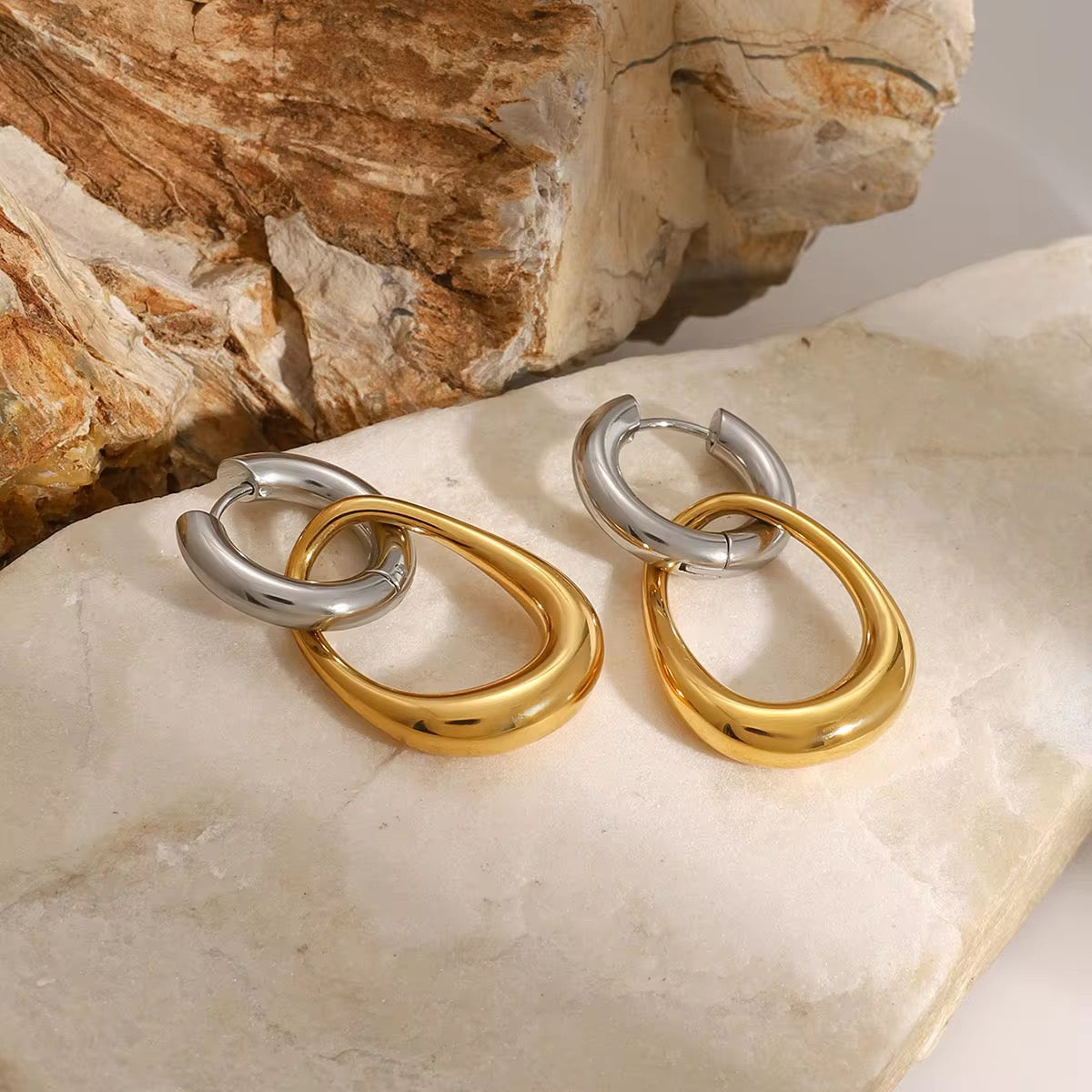 Two-Tone Linked Earrings