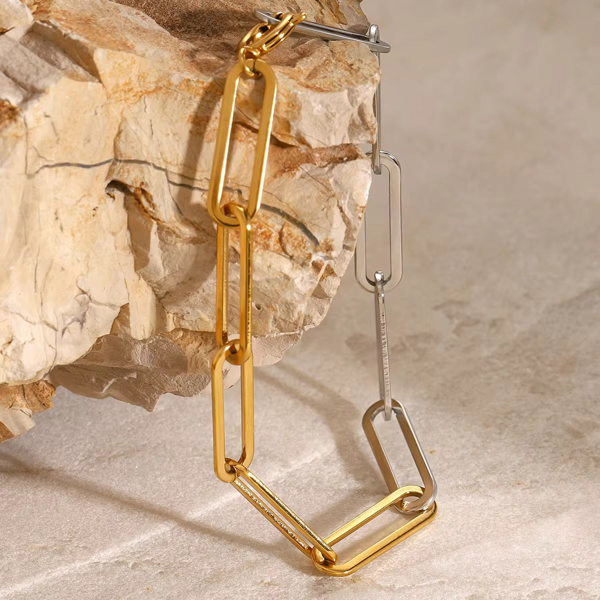 DUAL TONE PAPER CLIP BRACELET