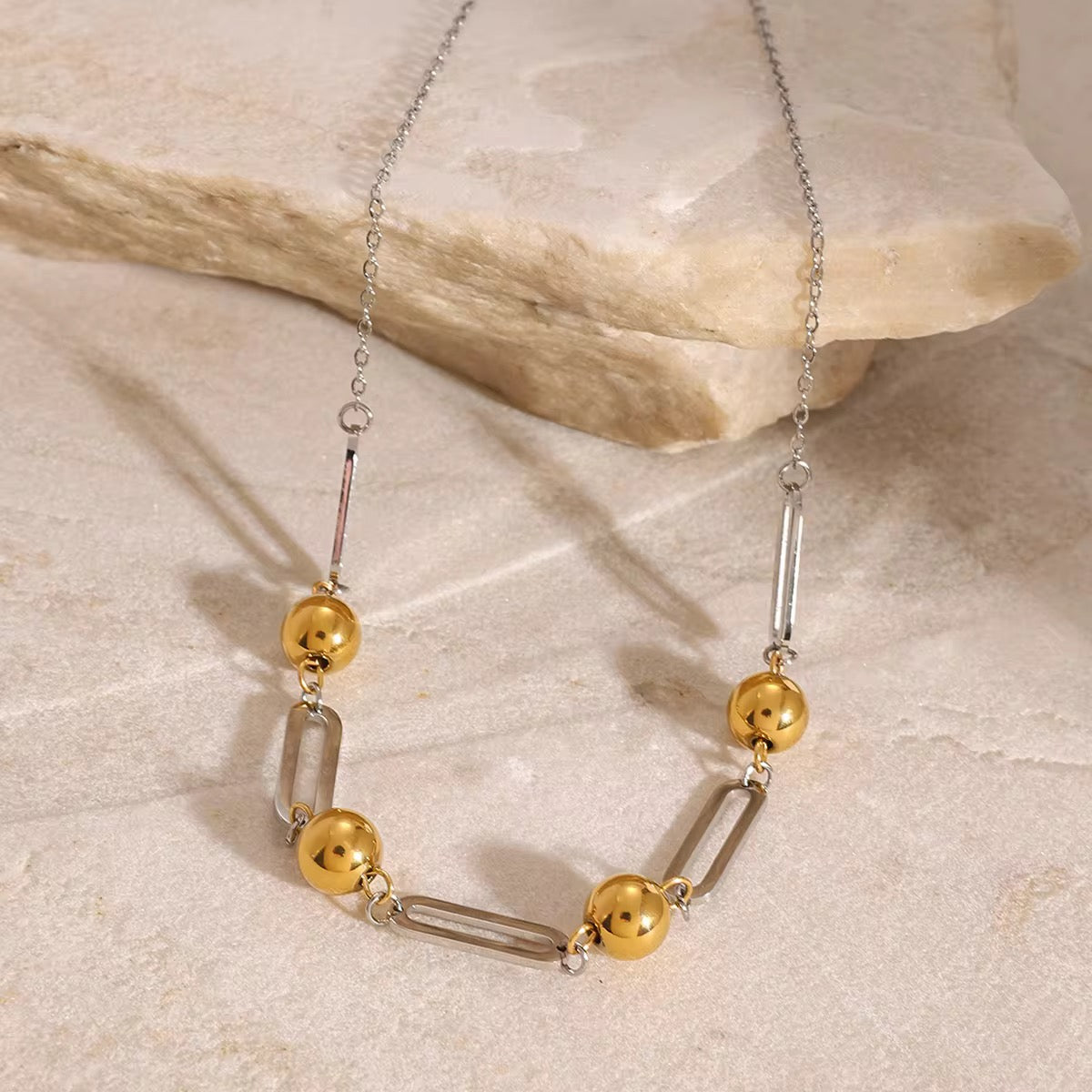Two Tone Ball Chain Necklace