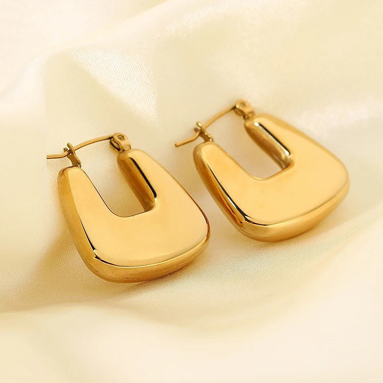 U Shape Gold Hoop Earrings