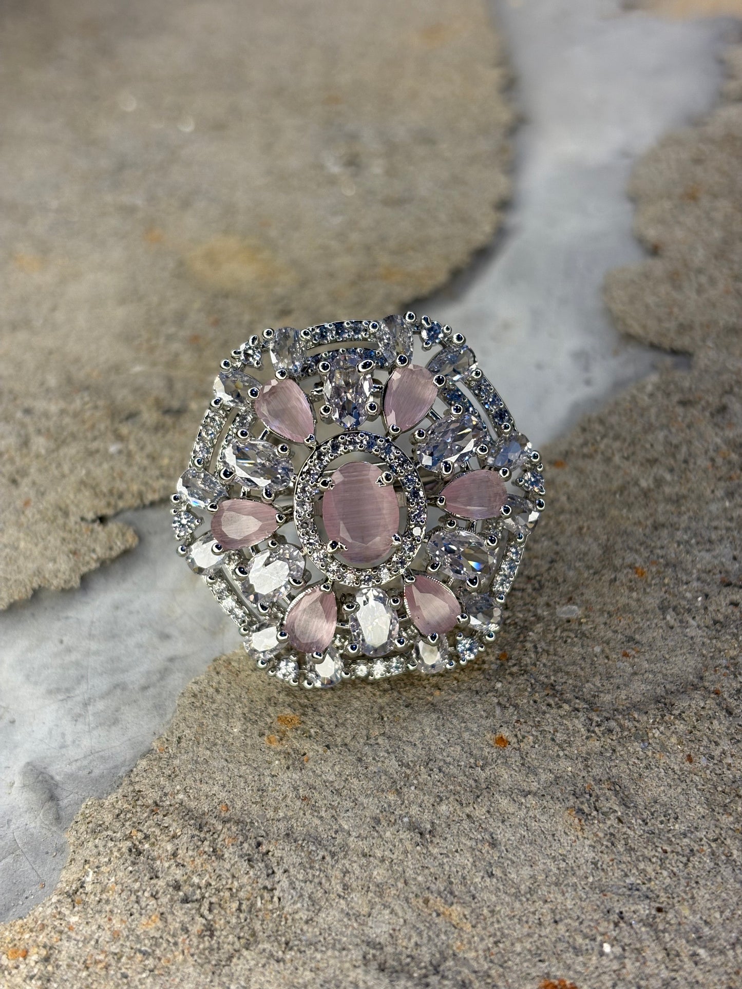 Silver Tone white Diamond Ring