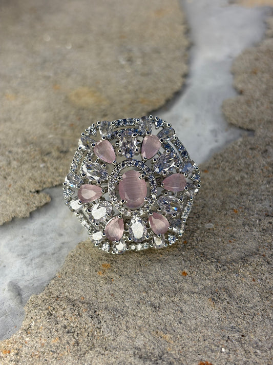 Silver Tone white Diamond Ring