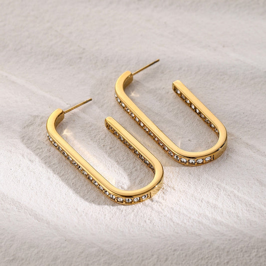 U Shape Zicron  Diamond stud Earrings