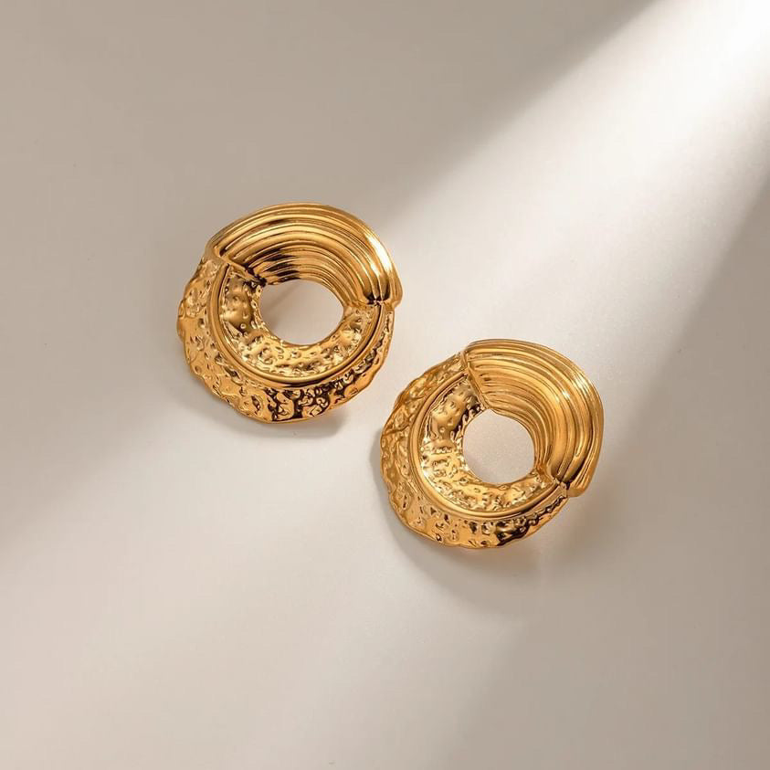Hammered Textured Round Stud Earrings