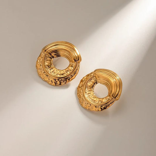 Hammered Textured Round Stud Earrings