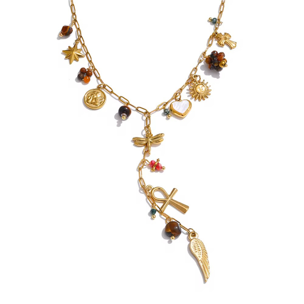 Wing Cross Heart Necklace