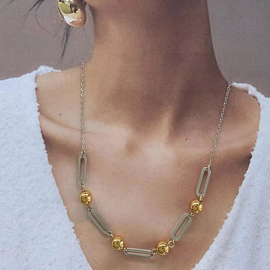 Two Tone Ball Chain Necklace
