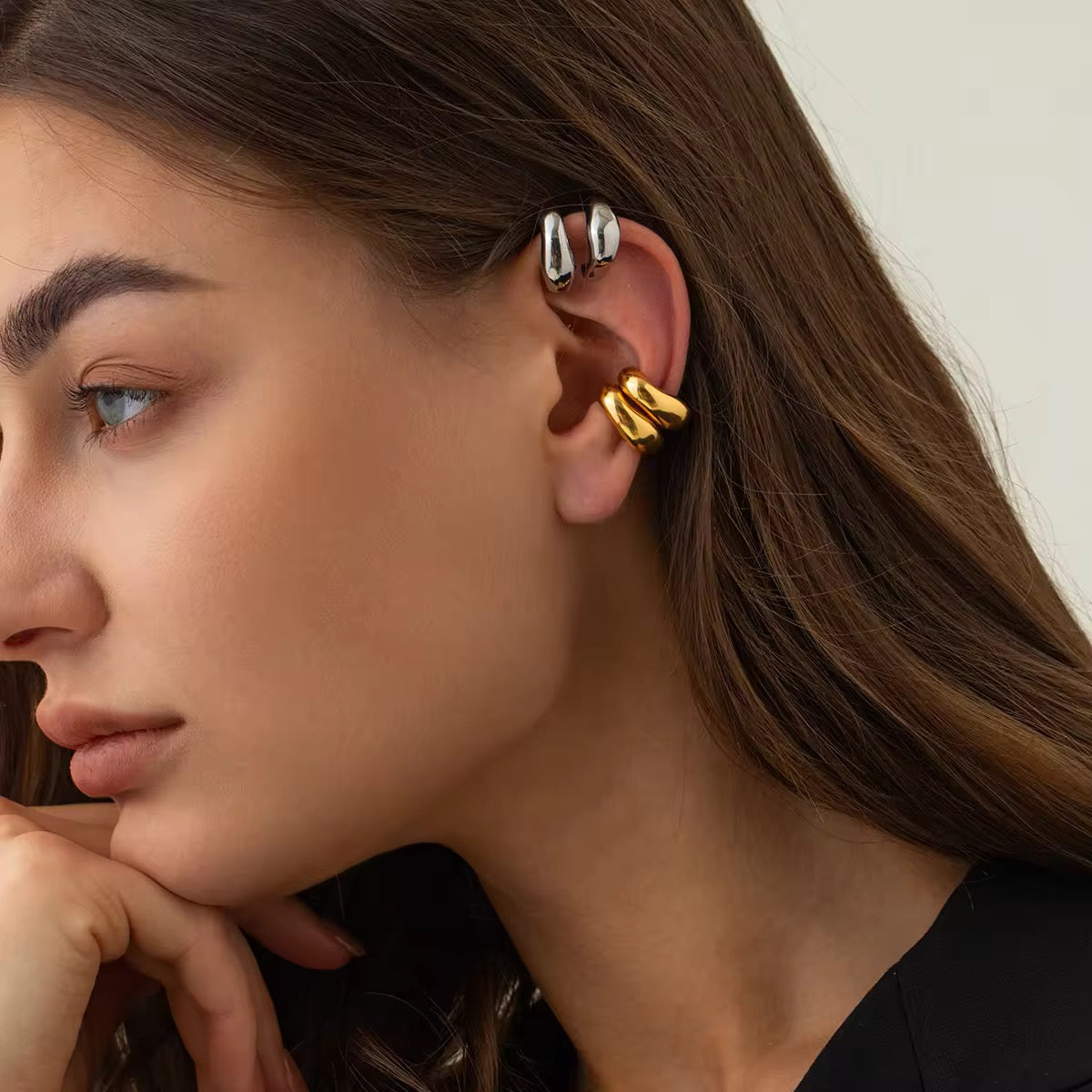 SILVER MINI CHUNKY EAR CUFF