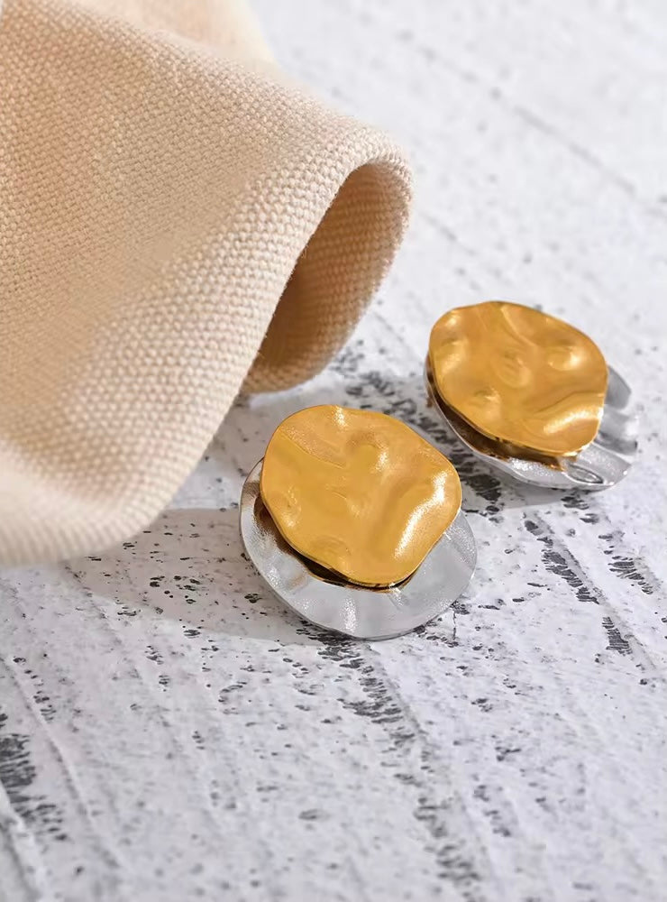 Amber Silver & Gold Plate Earring