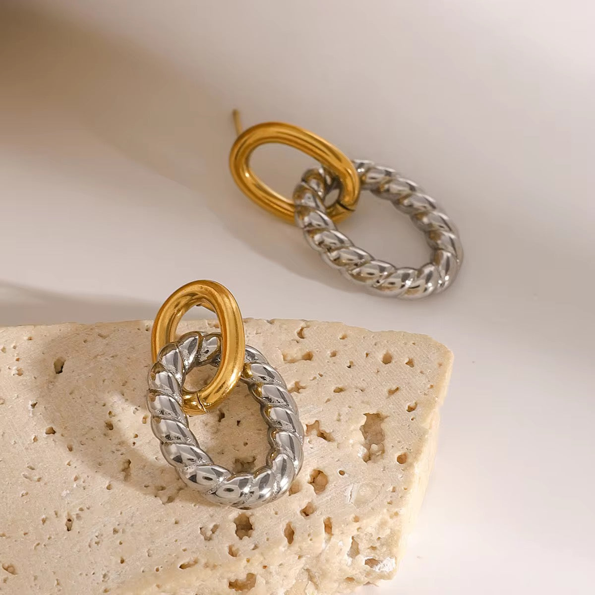 Gold & Silver Twist Earring