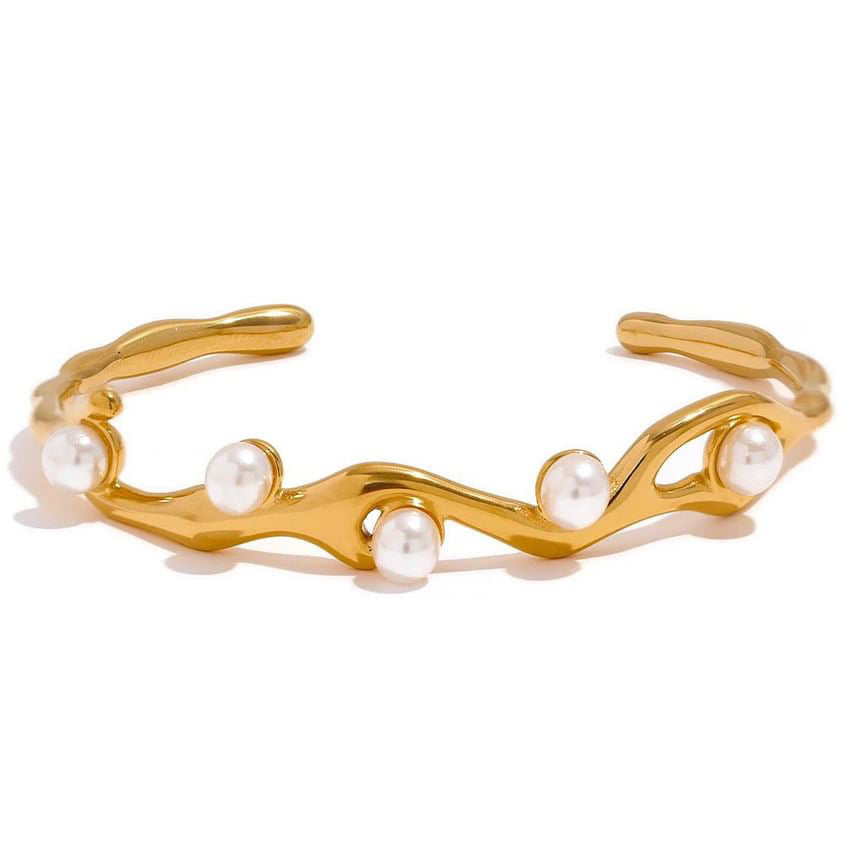 Pearl Open Bangle Bracelet