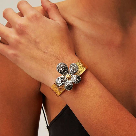 Dual Tone Flower Bracelet
