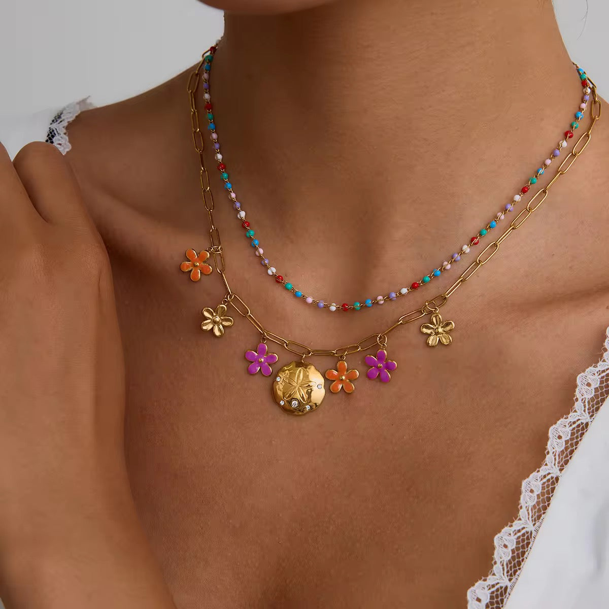 Floral Bloom charm Necklace