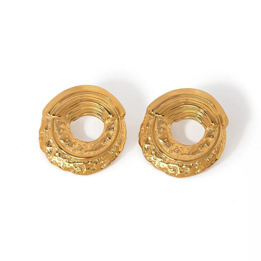 Hammered Textured Round Stud Earrings
