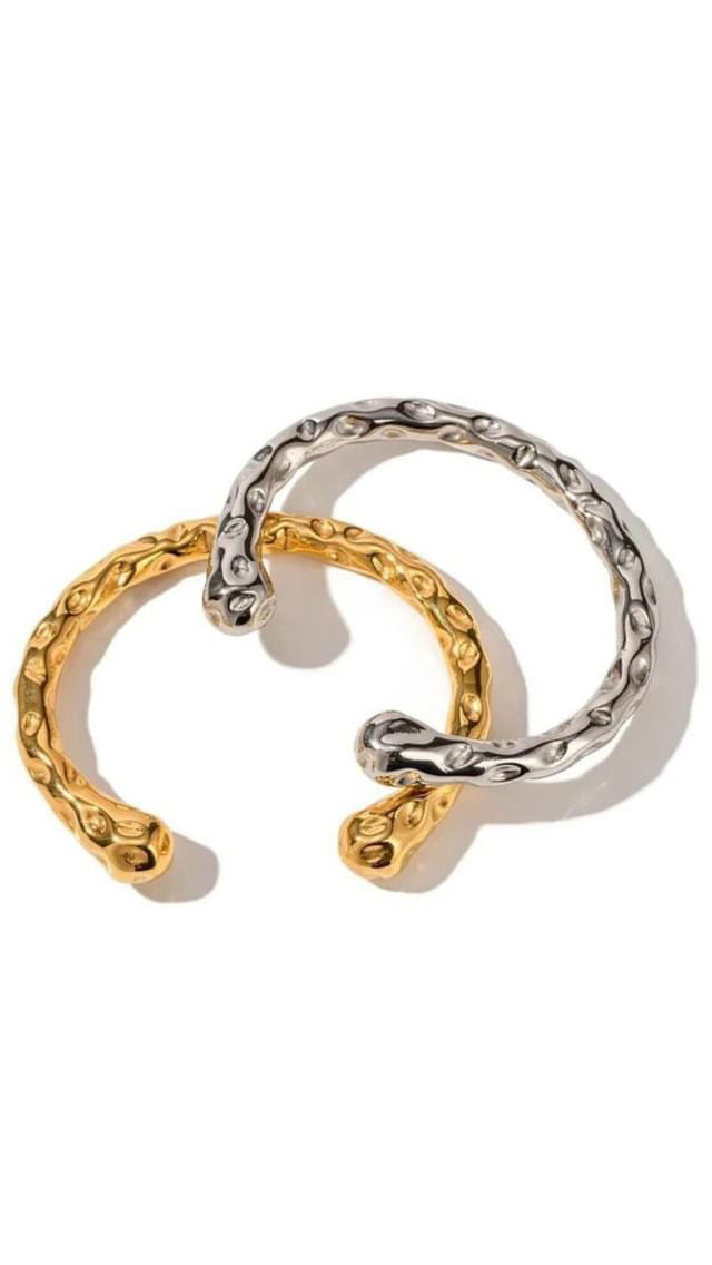 Hammer Silver Plated Open Bracelet
