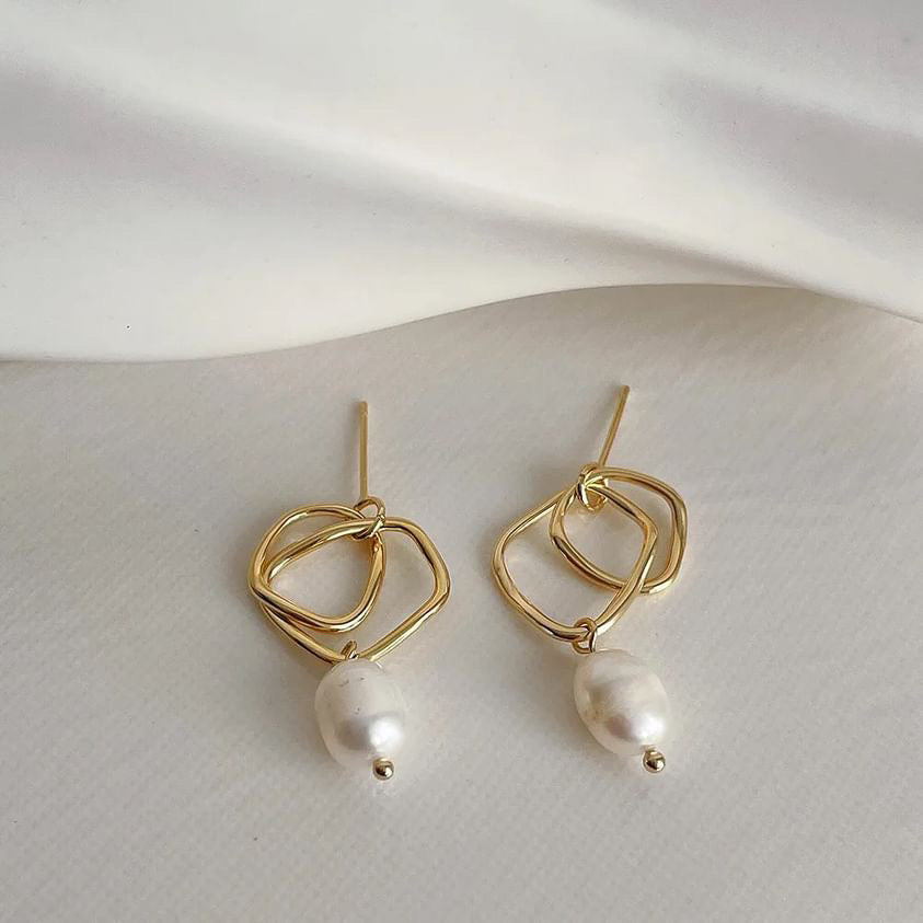 Fresh Water Pearl Gold Plated Earrings