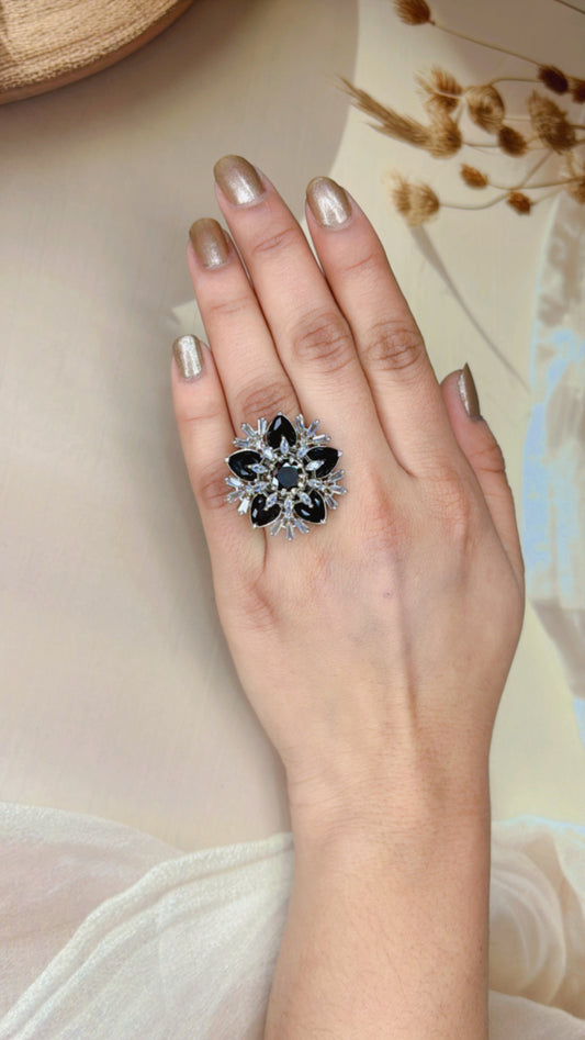 White Leaf Diamond Ring