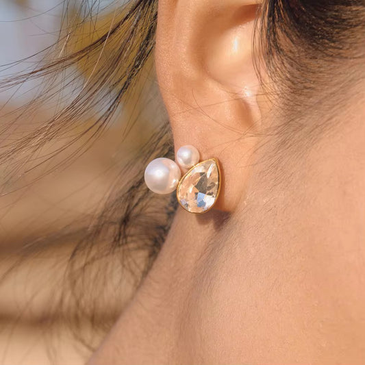 Crystal Dew Pearl Earrings