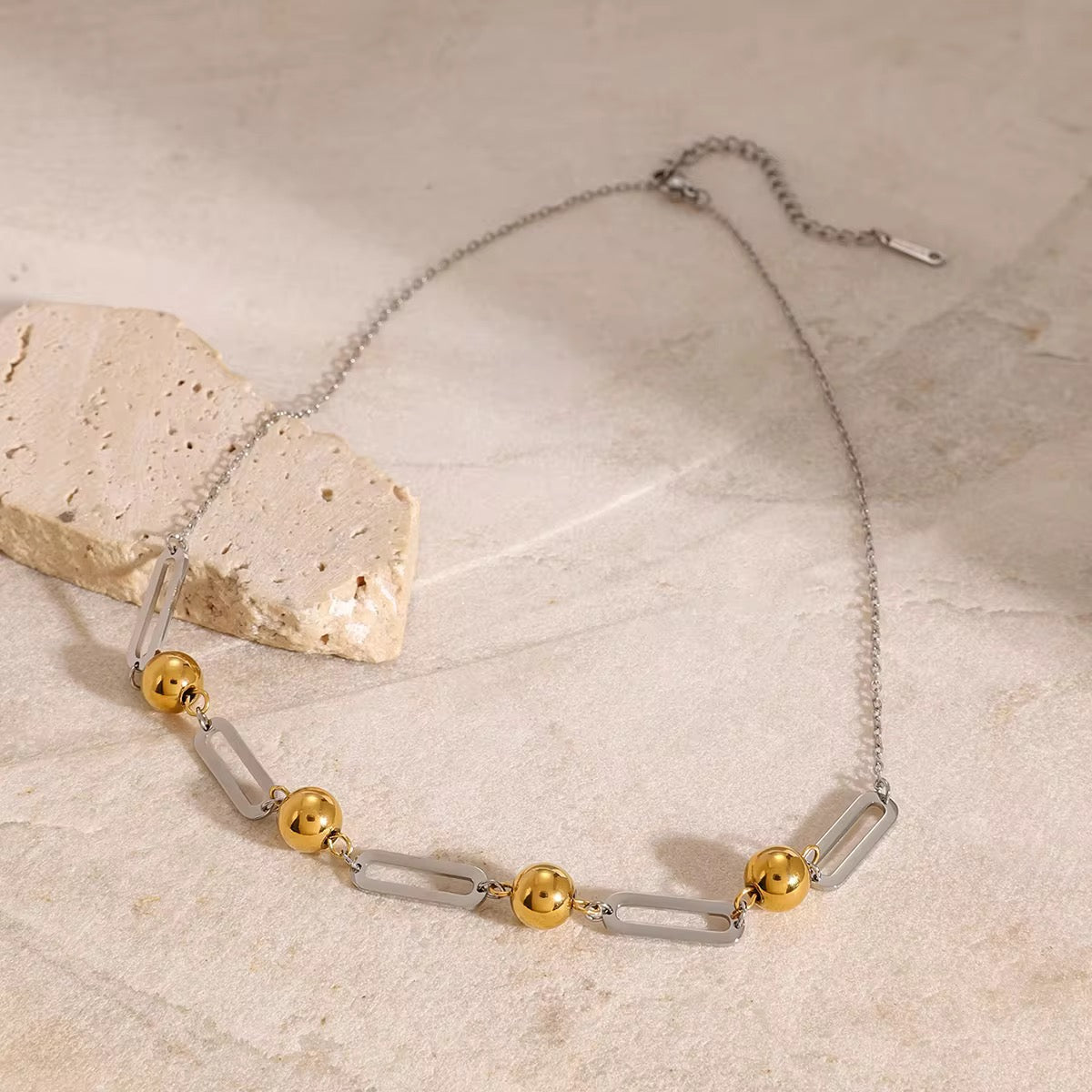 Two Tone Ball Chain Necklace