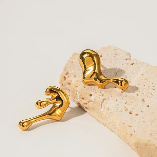 18k Gold Plated  Melting Ice Design Stud Earring 💧