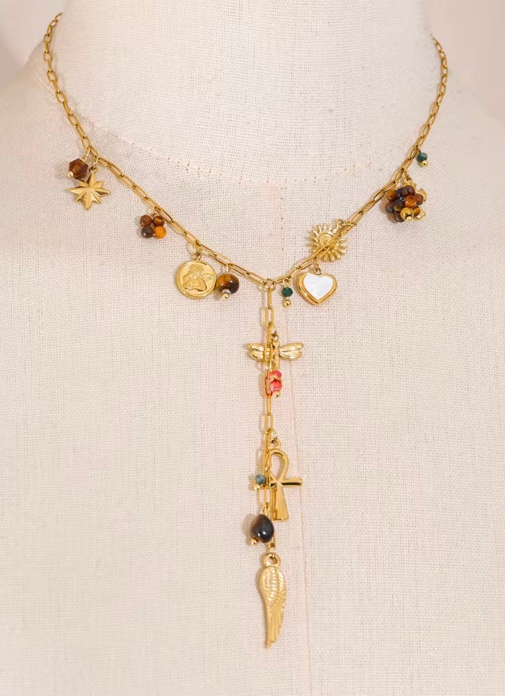 Wing Cross Heart Necklace