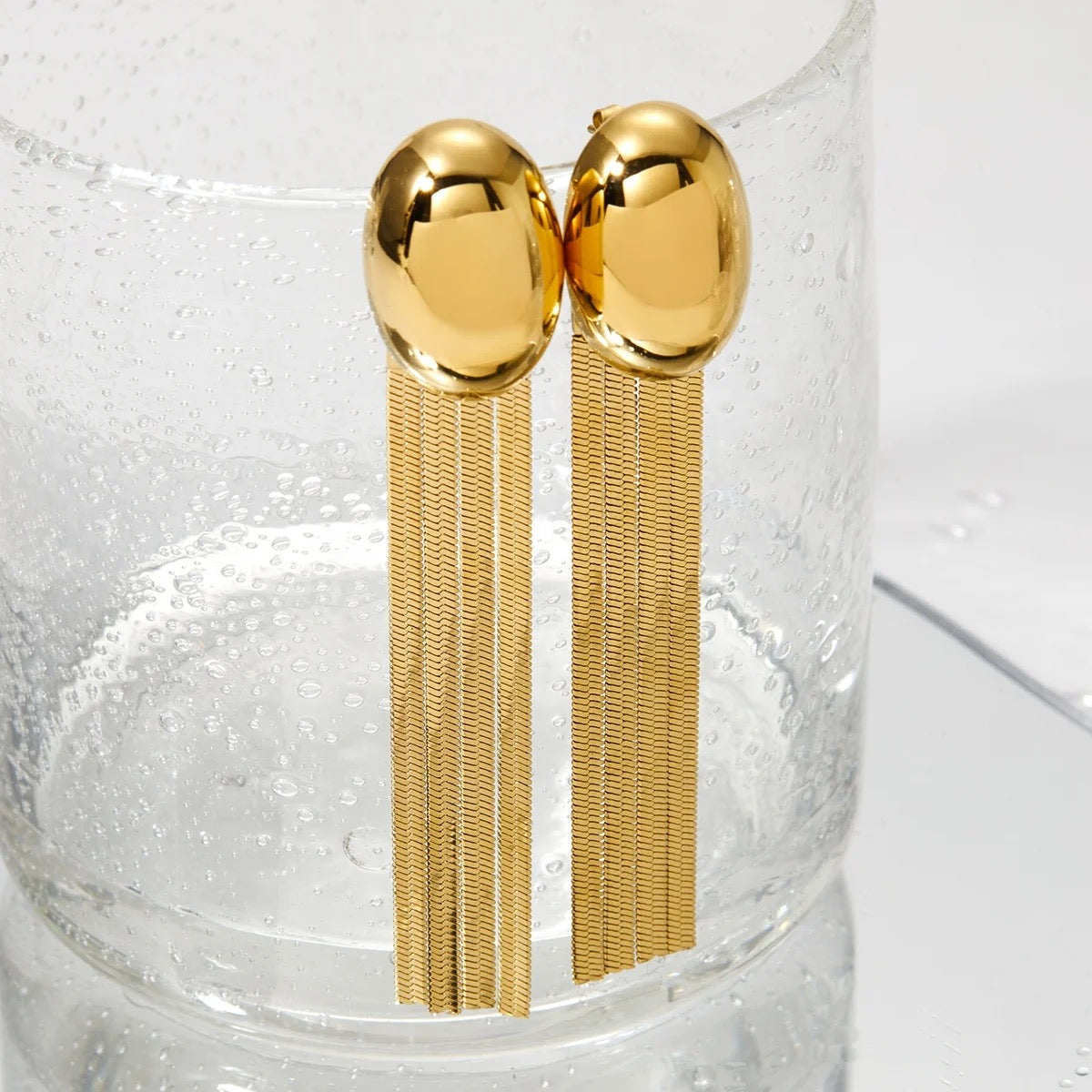 Oval Tassel Hanging chain Earring
