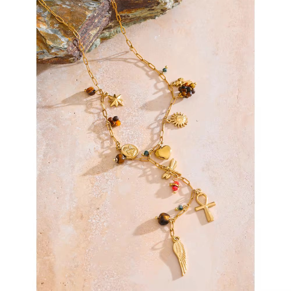 Wing Cross Heart Necklace
