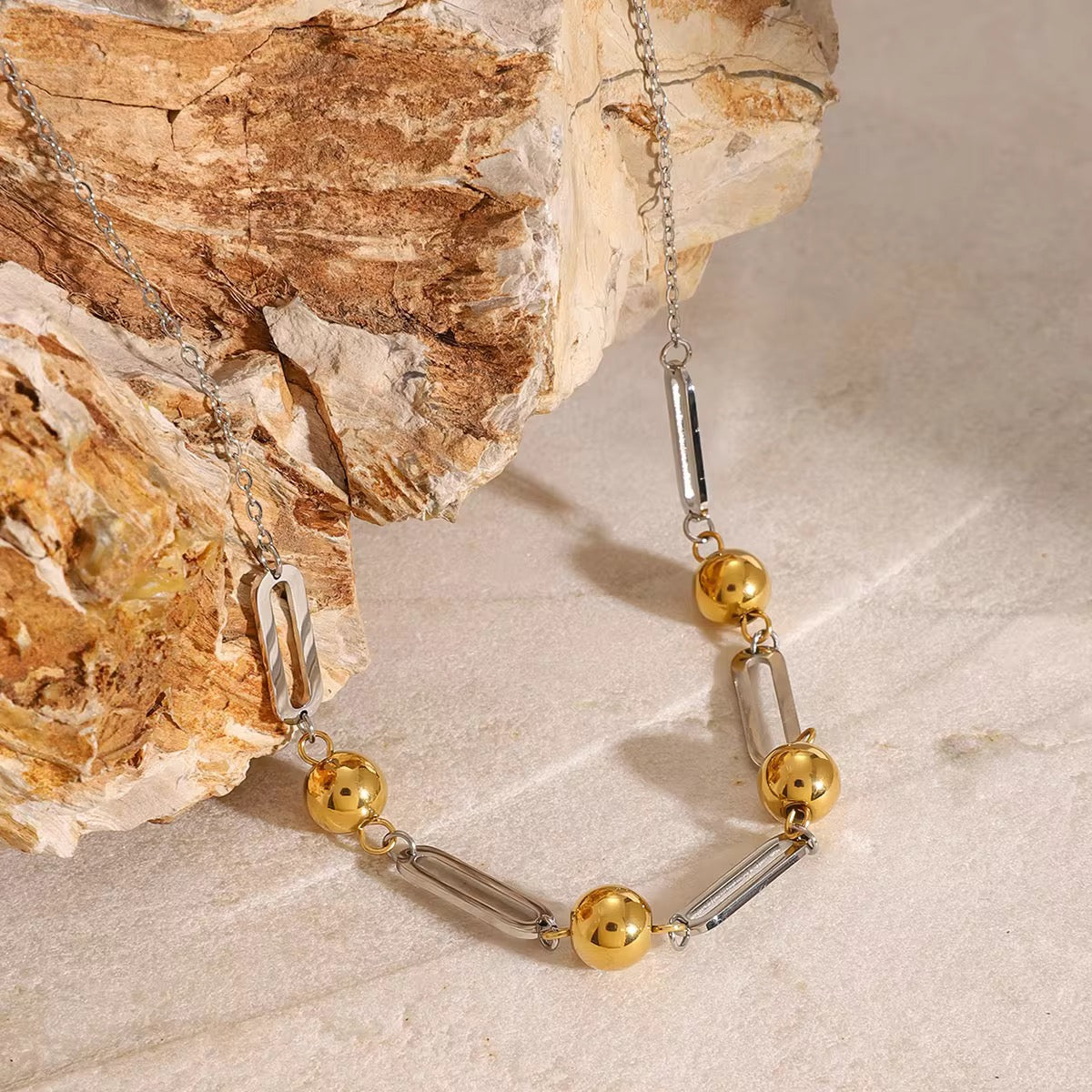Two Tone Ball Chain Necklace